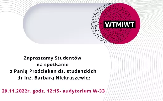 Studencie ! Spotkanie z Panią Prodziekan ds. studenckich