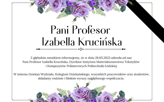 Wydział żegna Panią Profesor Izabellę Krucińską