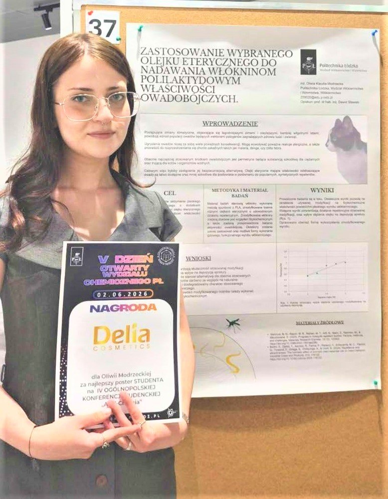 Sukces naukowy Studentki kierunku Włókiennictwo