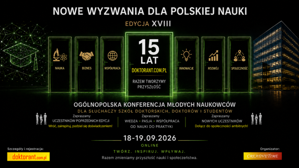 Zaproszenie na XVIII Ogólnopolską Konferencję dla Młodych Naukowców